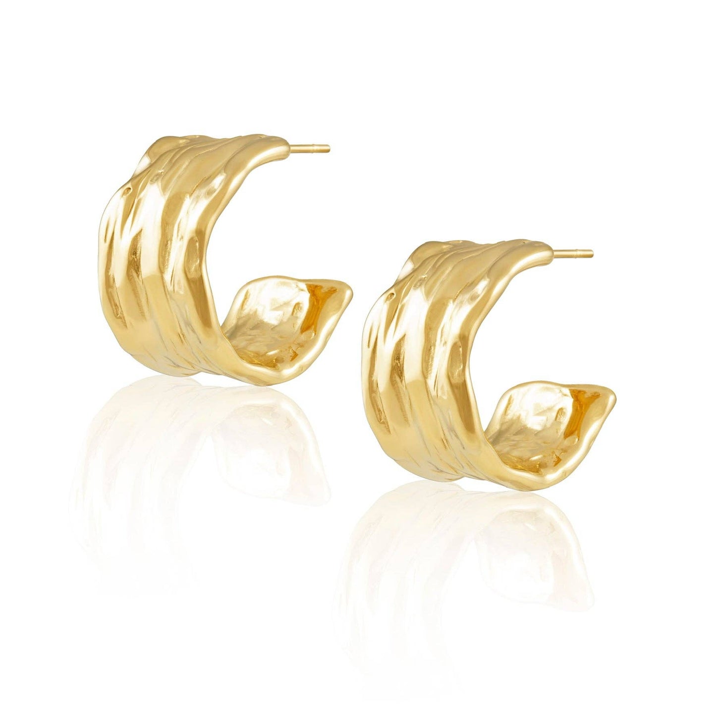 Gina Gold Plated Hammered Hoop Earrings