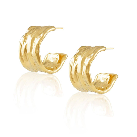 Gina Gold Plated Hammered Hoop Earrings
