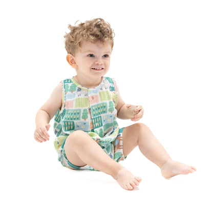 Angel Dear Patchwork Farm | Sleeveless Shortie Romper