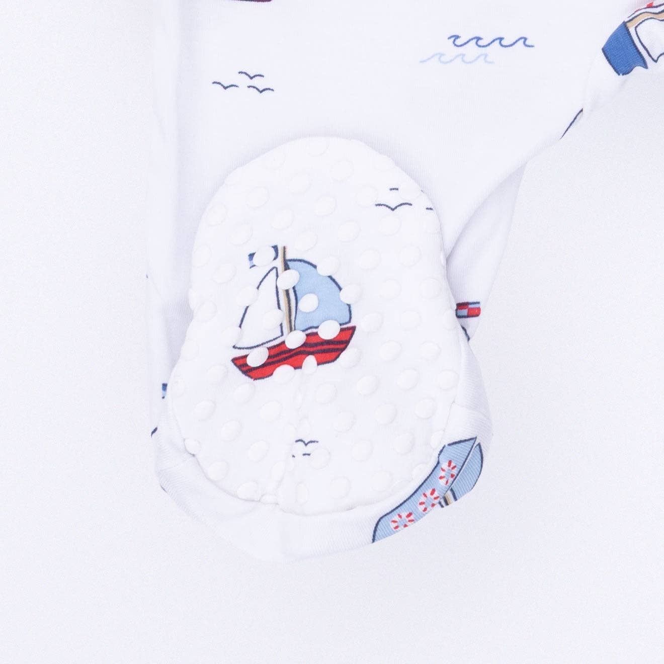 Angel Dear Bubbly Sailboats |Blue 2 Way Zipper Footie