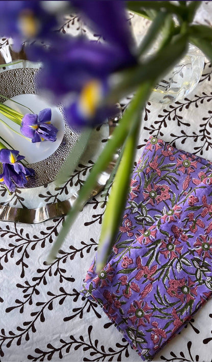 Winding Vines Tablecloth in Chocolate Brown: 120" Round