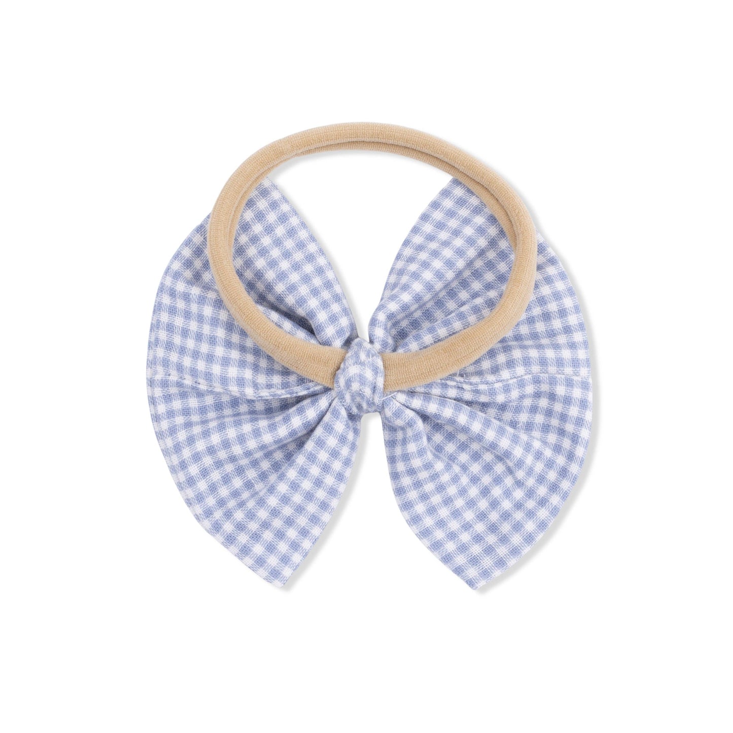 Angel Dear Micro Gingham Blue Blizzard | Bow on Headband