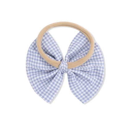 Angel Dear Micro Gingham Blue Blizzard | Bow on Headband