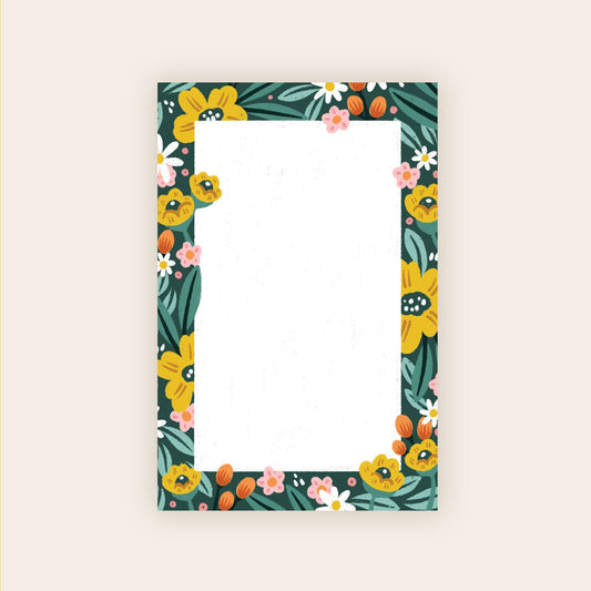 Aqua Flowers Notepad -50 sheets