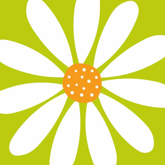 Paper Cocktail Napkin | Green Happy Flower