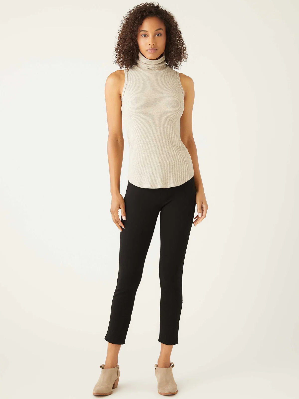 Fifteen Twenty Kelli Sleeveless Turtleneck Sweater in Oatmeal