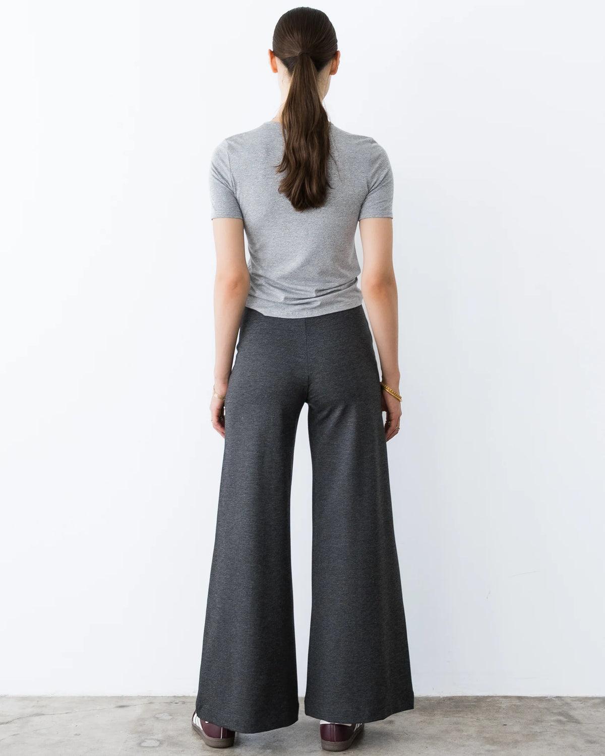 Ripley Rader Ponte Knit Standard Wide Leg Pant | Charcoal