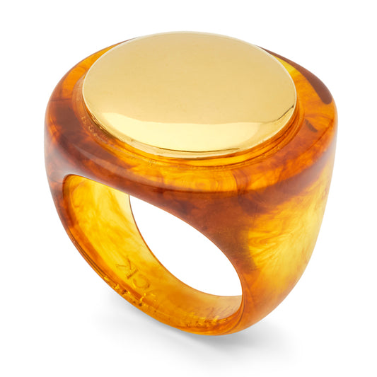 Lucas Jack Tortoise Shell & Gold Resin Ring