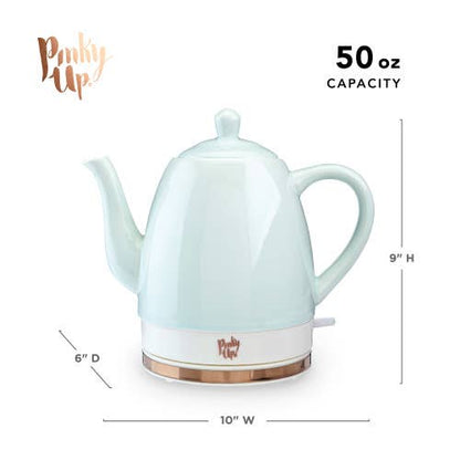 Pinky Up - Noelle™ Ceramic Electric Gooseneck Tea Kettle - 50oz - Mint