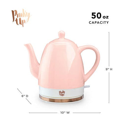 Pinky Up - Noelle™ Ceramic Electric Gooseneck Tea Kettle - 50oz - Pink