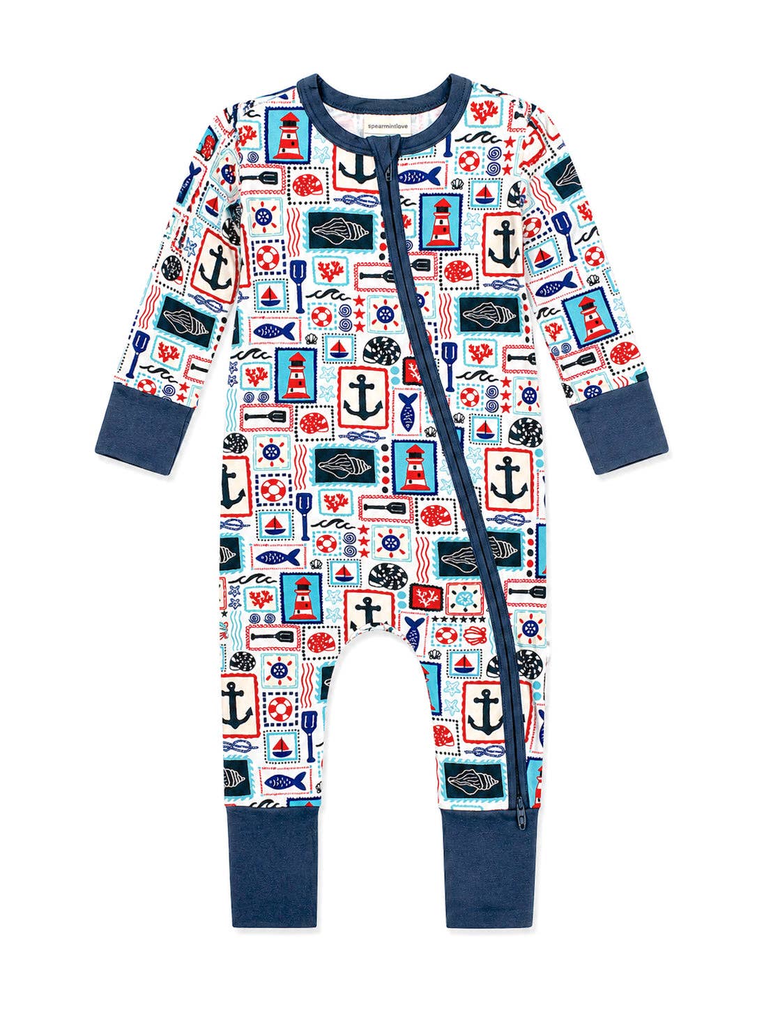 SpearmintLOVE 2-Way Zip Romper | Seaside Stamps: