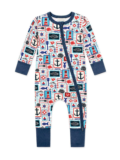 SpearmintLOVE 2-Way Zip Romper | Seaside Stamps: