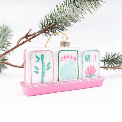 Mahjong Tile Boxed Glass Ornament