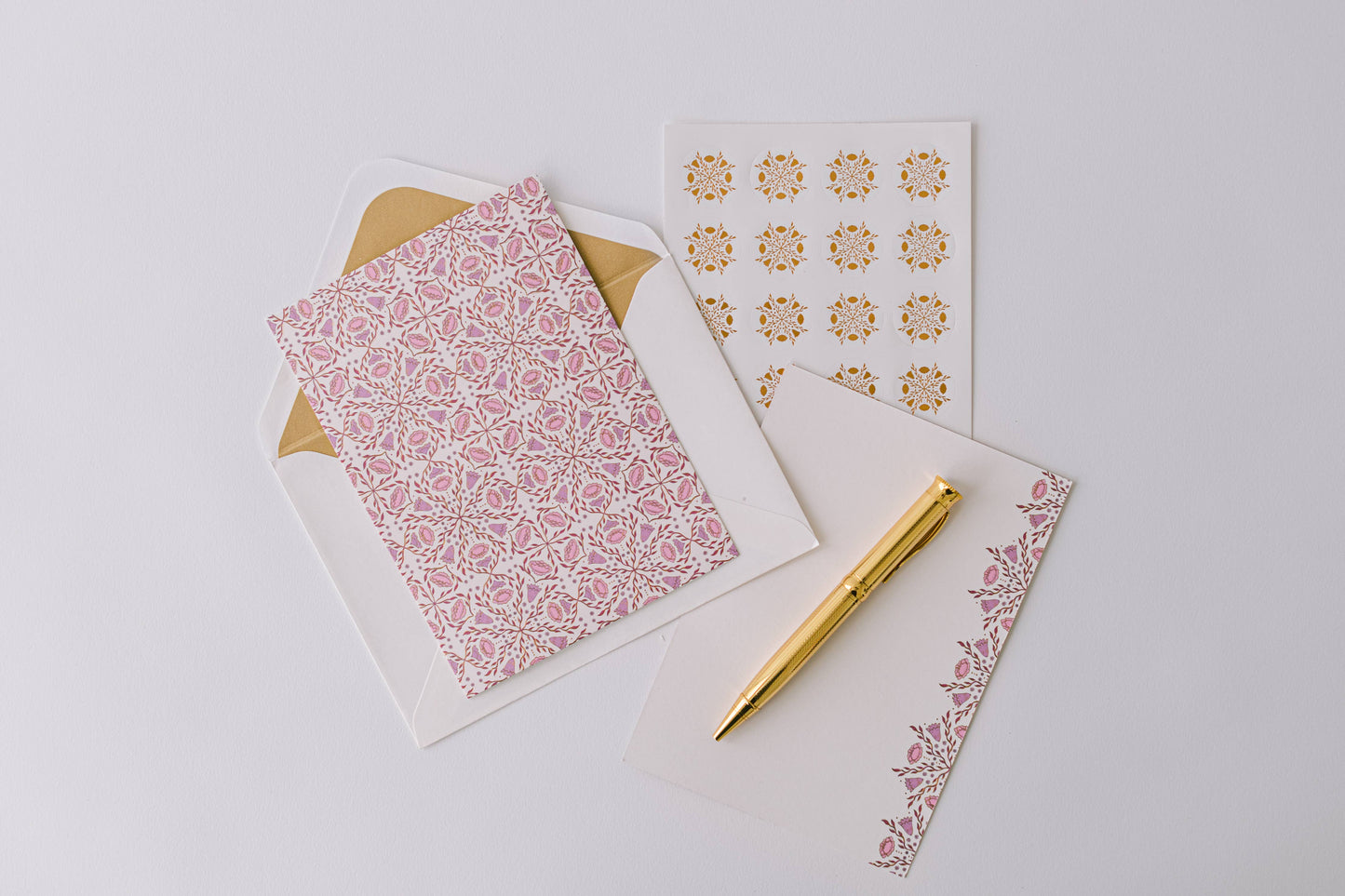 Pink & Purple Folk Pattern Luxury Stationery Set