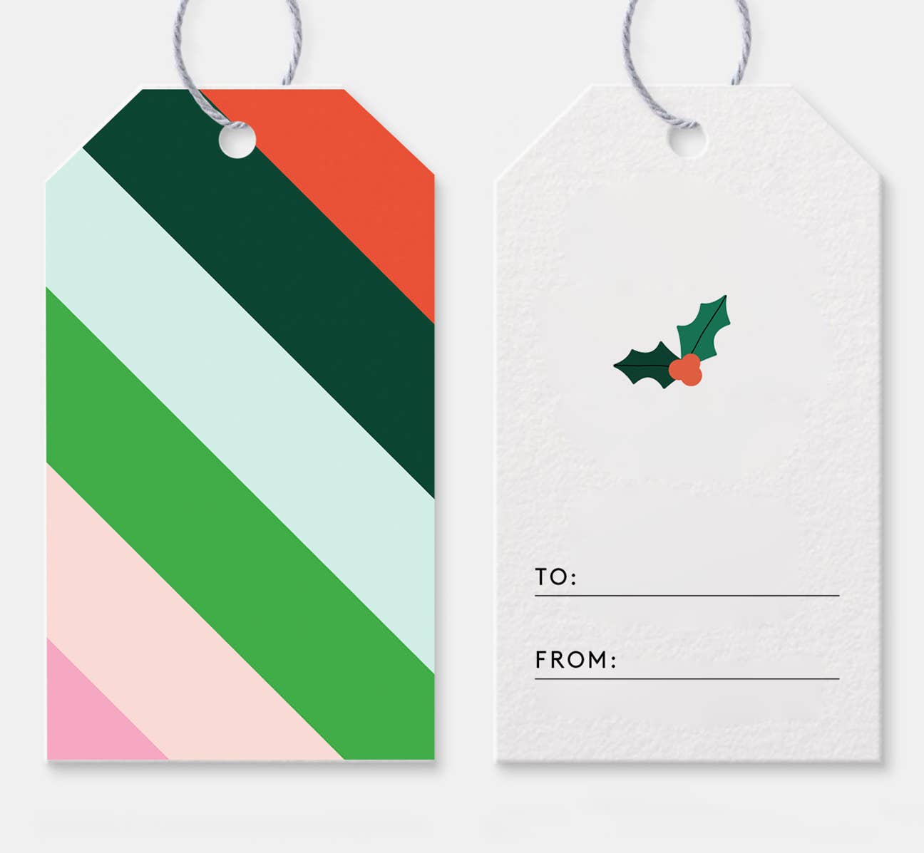 Holiday Stripes Gift Tags -  Set of 6