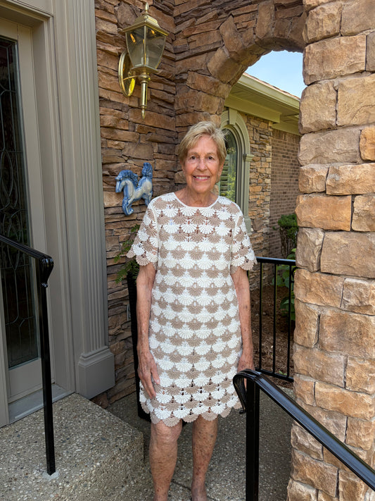 Trina Turk Solana Beach Dress | Beige & White Crochet
