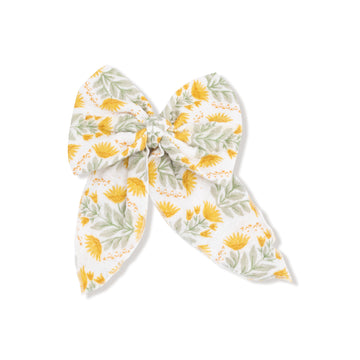 Angel Dear Winter Dandelion Floral Bow with Tails Clip In