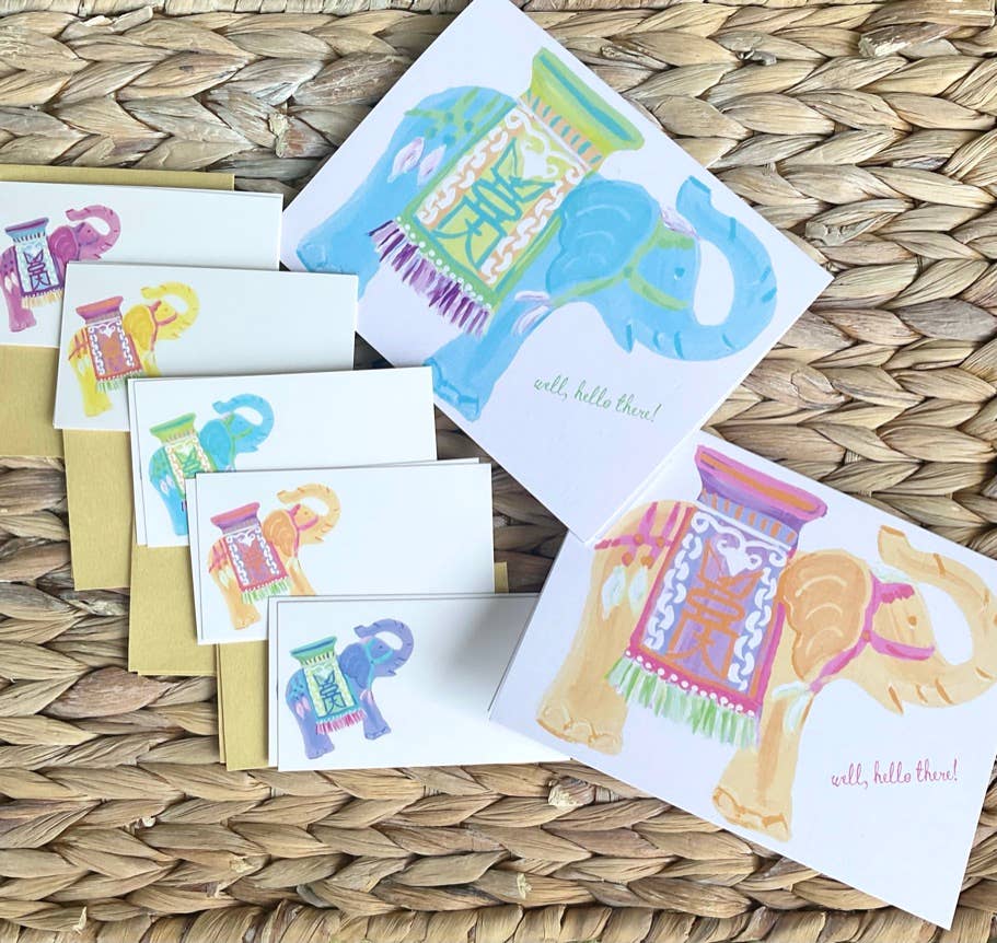 Chinoiserie Elephant Note Card Set