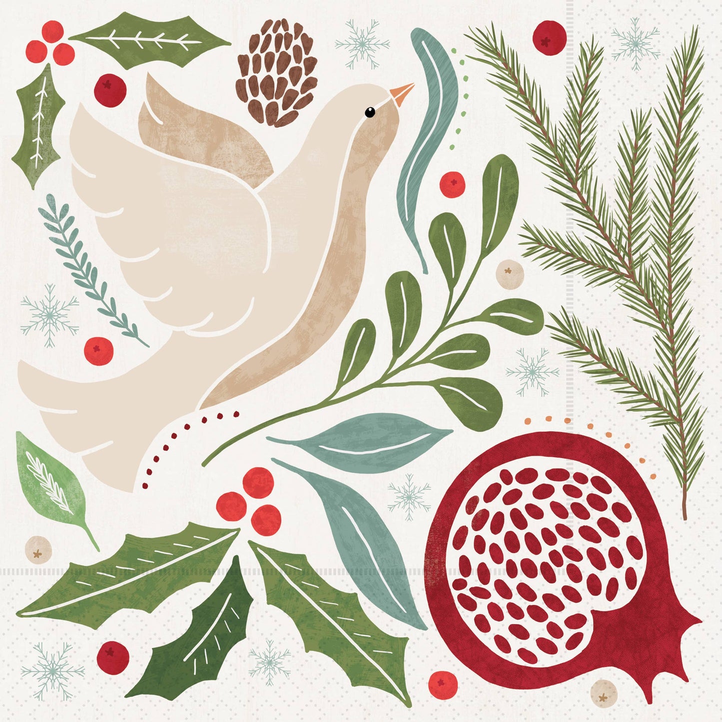 Winter Berry Dove Paper Lunch Napkin