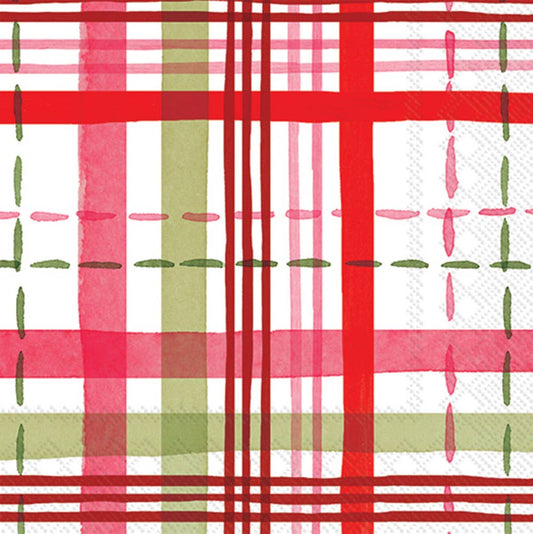 Merry Berry Plaid Paper Cocktail Napkin