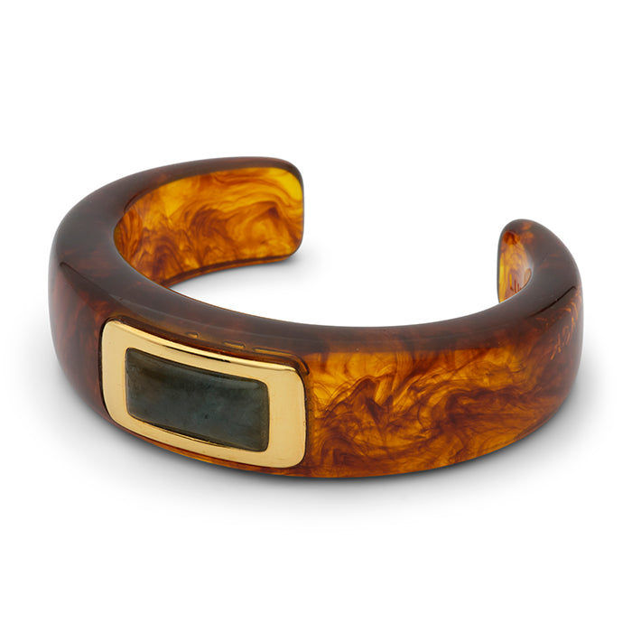 Lucas Jack Tortoise Shell & Labradorite Resin Wide Cuff