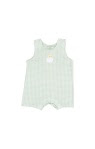 Mini Gingham Sleeveless Shortie Romper with Applique