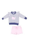 BubbleWhale/Pink/French Terry Sweatshirt w/ Chenille Patch and Pink Paper Bag Short