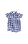 Navy Gingham Button Down Polo Shortie