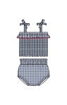 Navy Gingham Smocked Ruffle Top and Bloomer