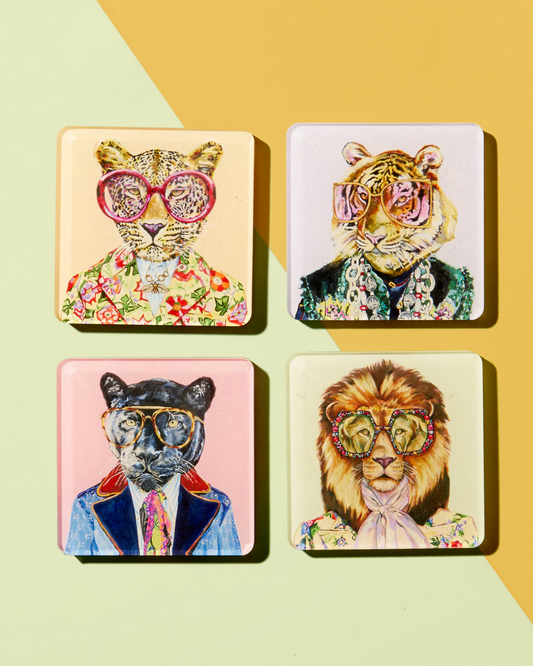Big Cats Coasters- Set of 4