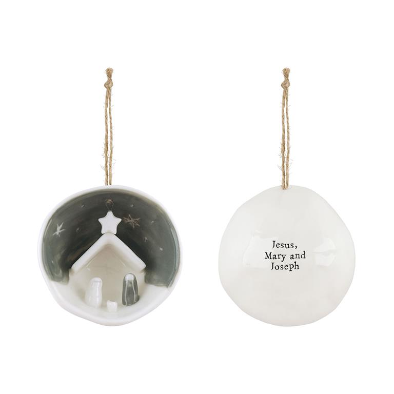 Nativity Half Circle Porcelain Ornament in a Gift Box