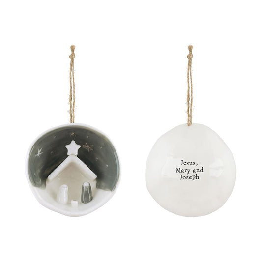 Nativity Half Circle Porcelain Ornament in a Gift Box