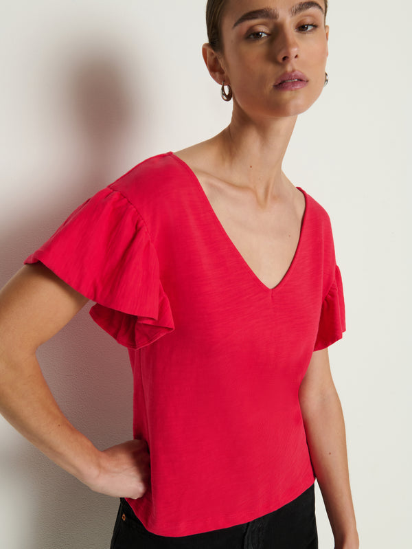 Nation Emmy Flutter Sleeve Tee Red