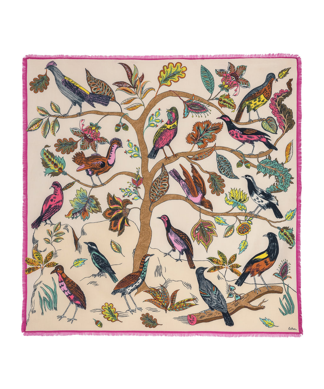 Echo Cream Park Visitor Oversized Silk Square