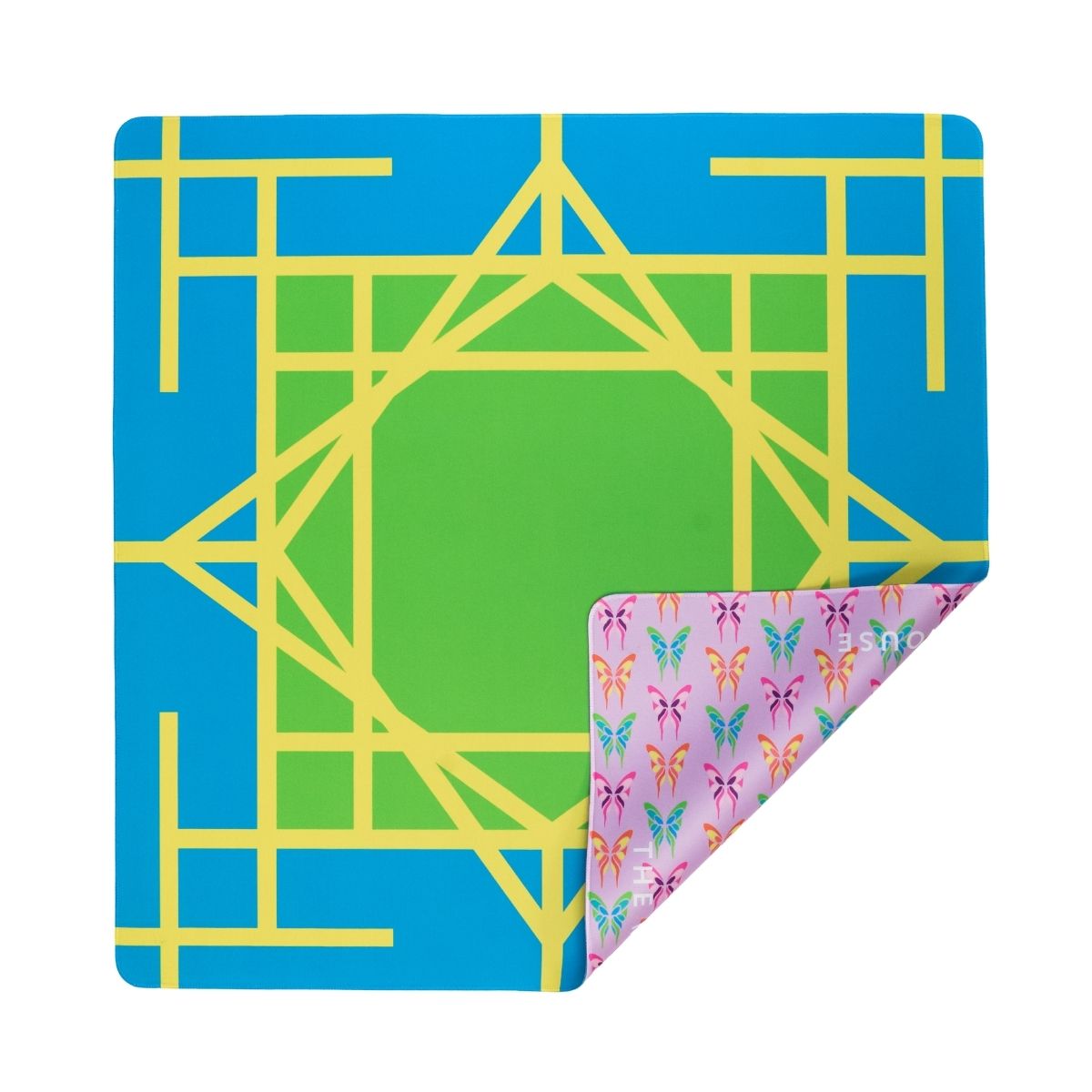 Electric Blue Garden Double-Sided Mahjong Mat