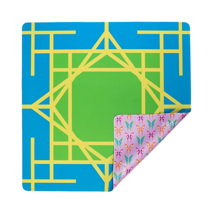 The Mahjong House Electric Blue Garden Mat | Double Sided