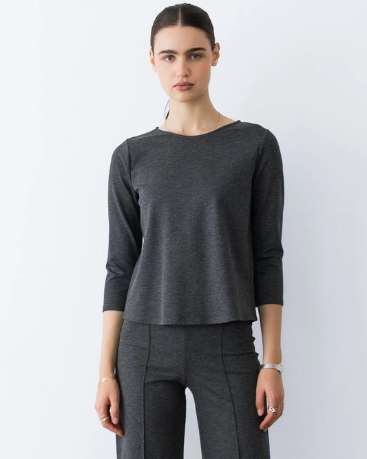 Ripley Rader Ponte Knit 3/4 Sleeve Top | Charcoal