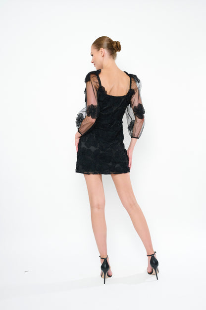 Yani Black Lace Floral Dress