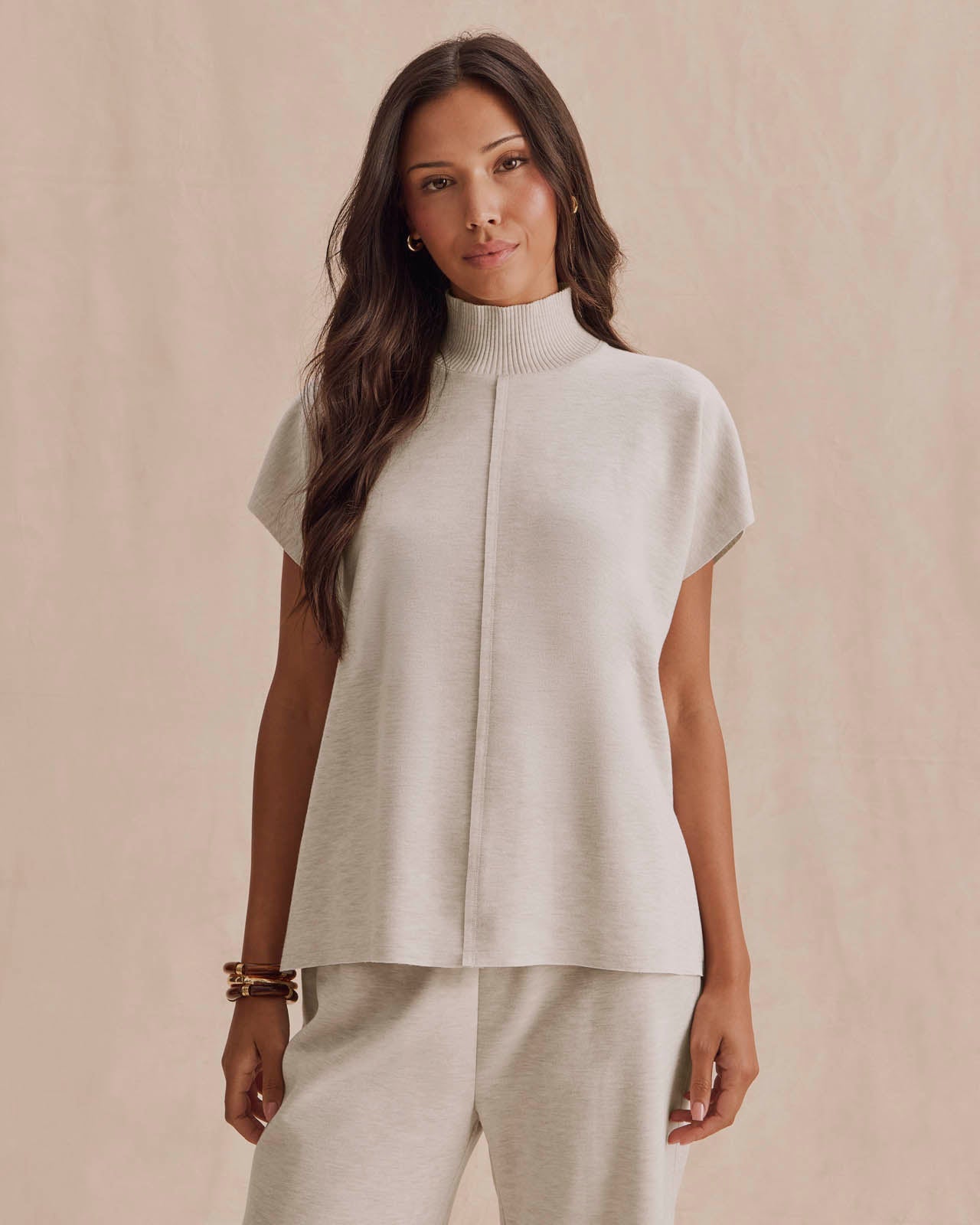 Splendid Winslow Mock Neck Pullover | Pale Oak Heather