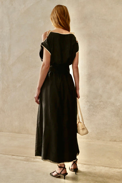 Sancia Calista Dress in Coal and Pearl