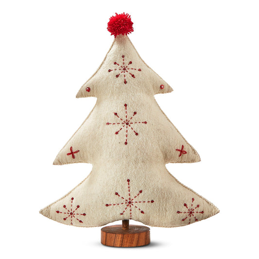 Embroidered Wool Felt Tree Decor- Tall