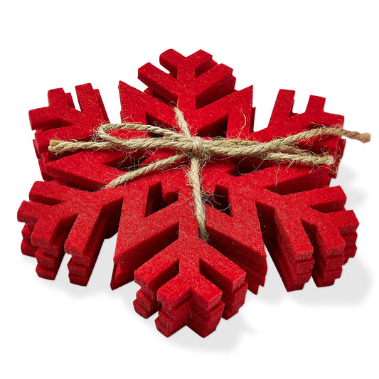 Red Snowflake Coasters Set of 4
