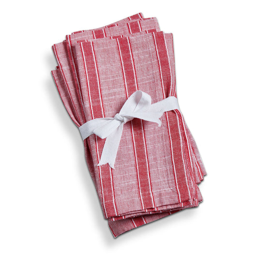 Red & White Stripe Napkin Set Of 4