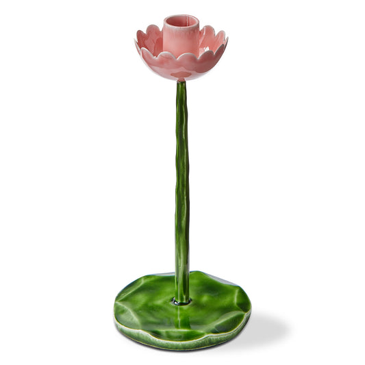 Pink Flower Taper Holder Small