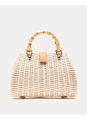 Frances Valentine Rooster Wicker w/Leather Wicker Off White