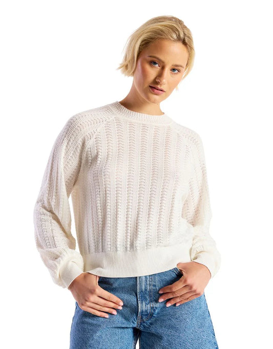 Brodie White Stitch Raglan Sweater
