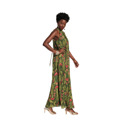 Frances Valentine Slim Pleated Maxi Dress | Canopy Green