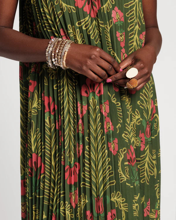 Frances Valentine Slim Pleated Maxi Dress | Canopy Green