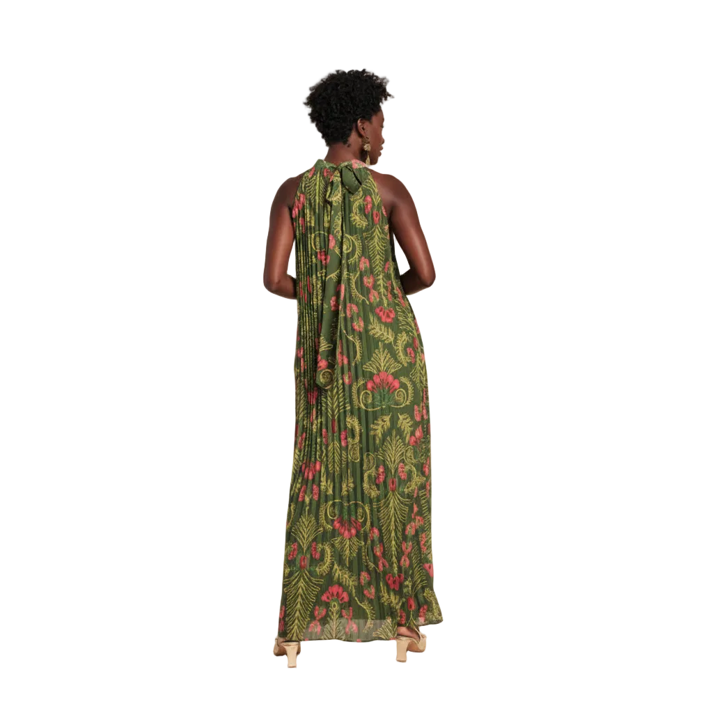 Frances Valentine Slim Pleated Maxi Dress | Canopy Green