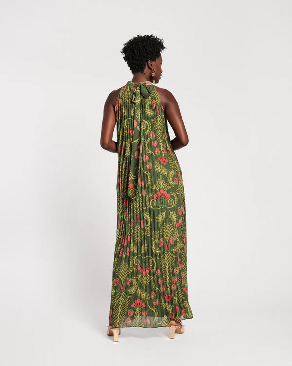 Frances Valentine Slim Pleated Maxi Dress | Canopy Green